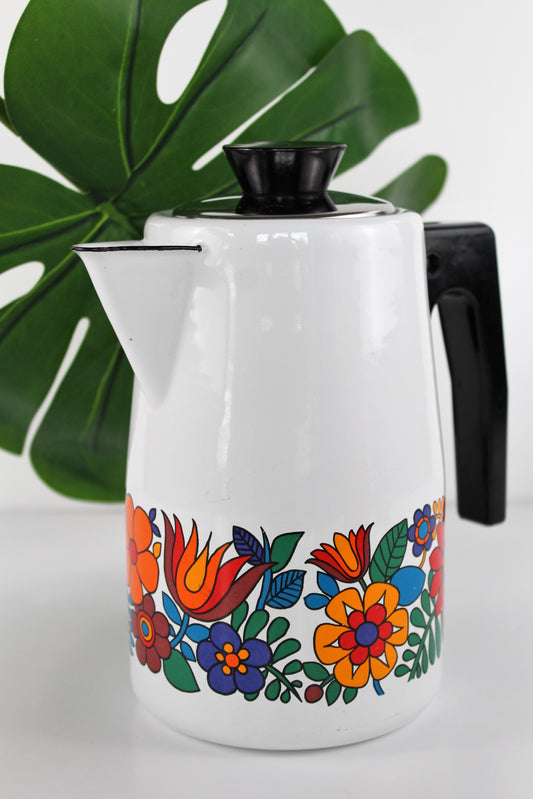 Cafetière vintage motif floraux