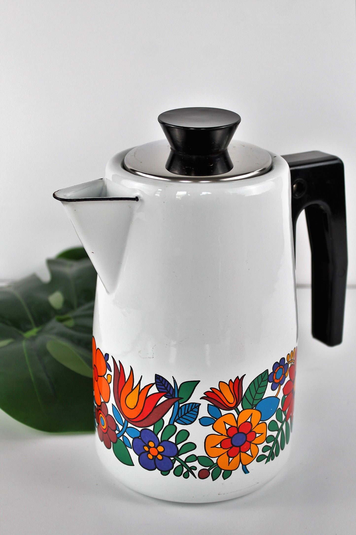 Cafetière vintage motif floraux