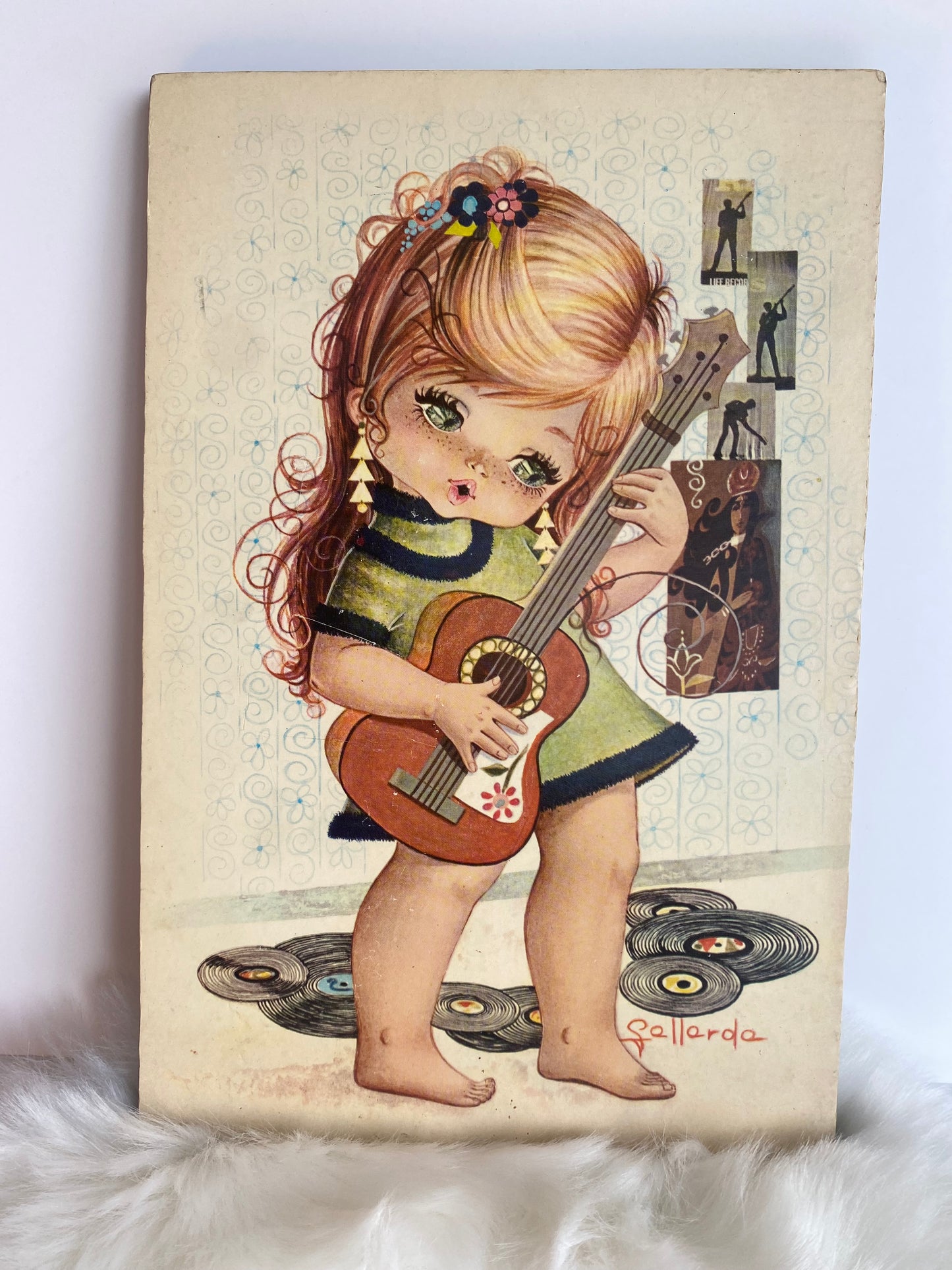 Illustration vintage de Gallarda "Fille à la guitare"