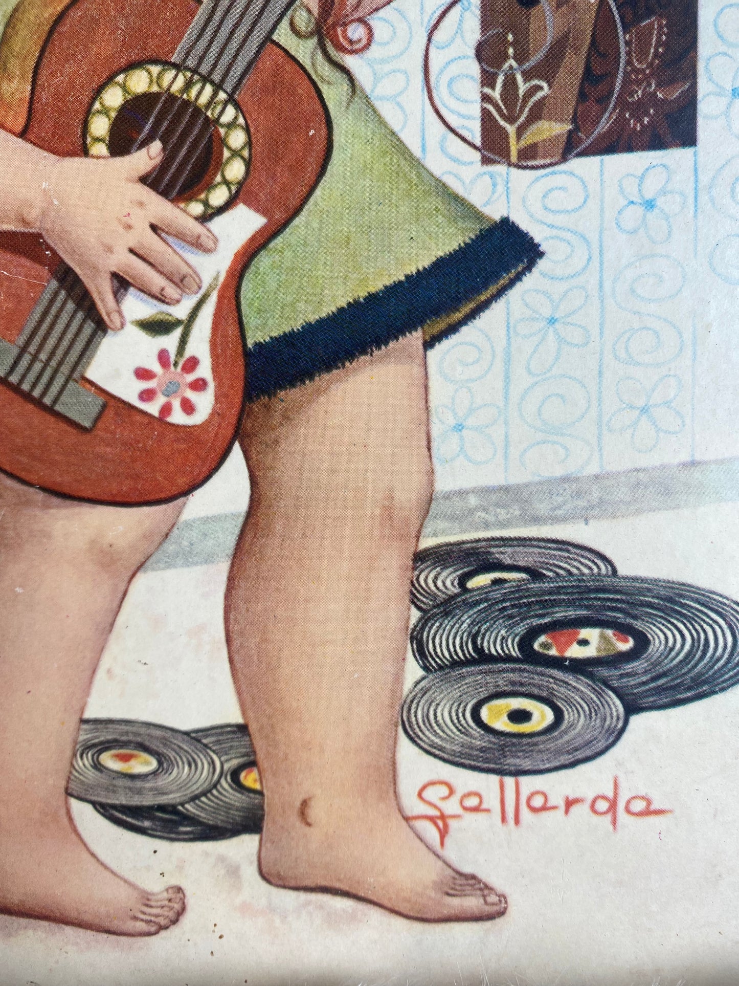 Illustration vintage de Gallarda "Fille à la guitare"