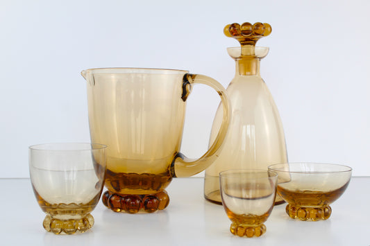 Service vintage en verre ambre