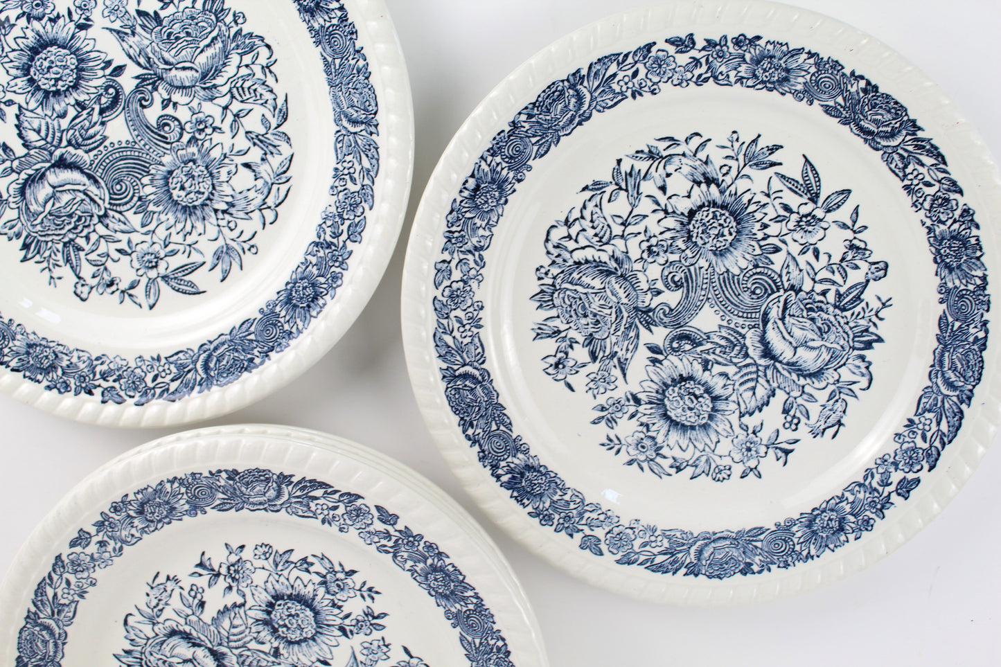 Assiettes décor floral bleu - Lot de 6