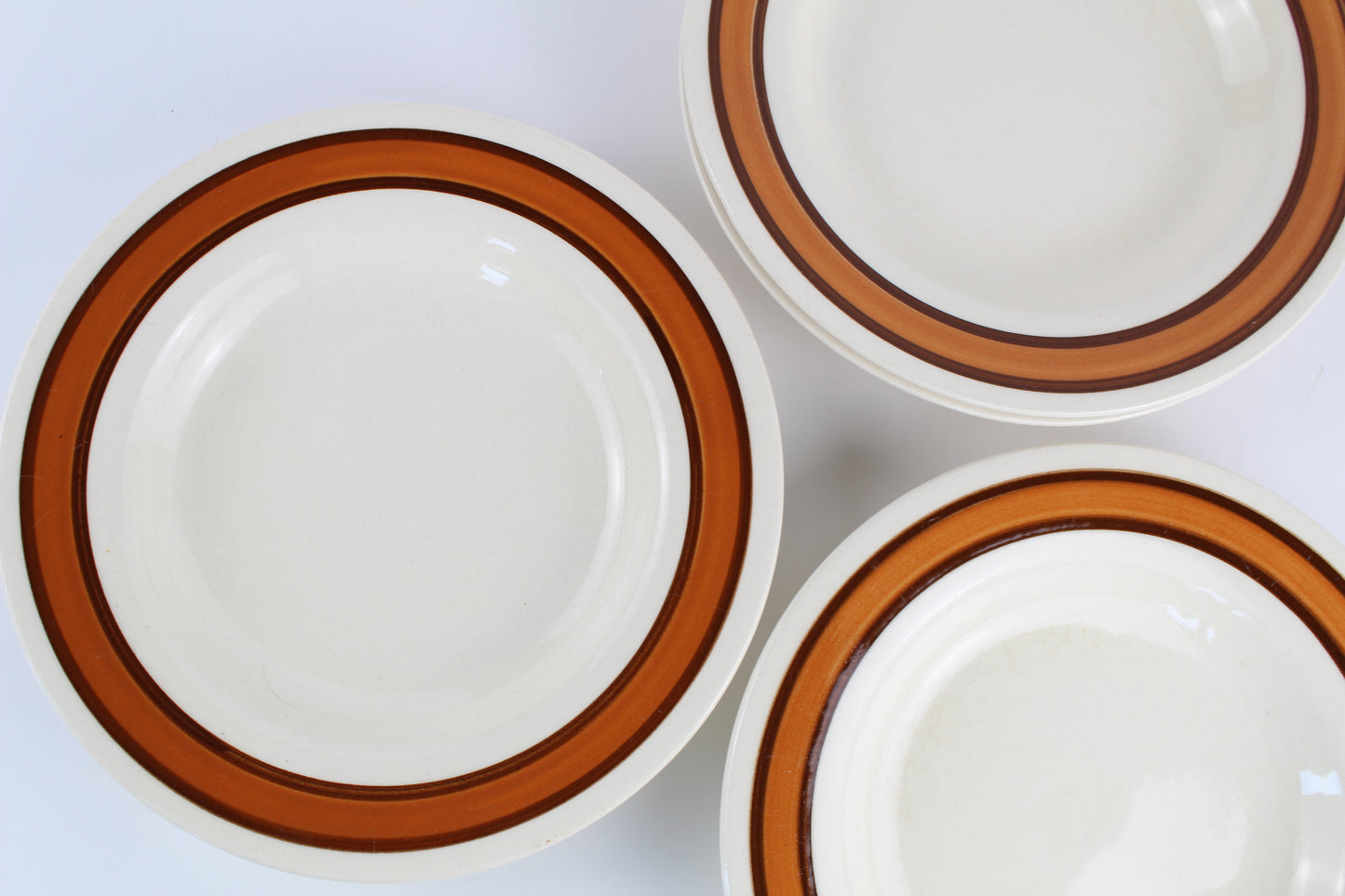 Assiettes vintage lisière orange et marron GDR - Lot de 4