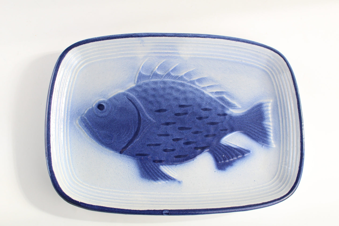 Assiette rectangulaire bleue poisson - Lot de 2