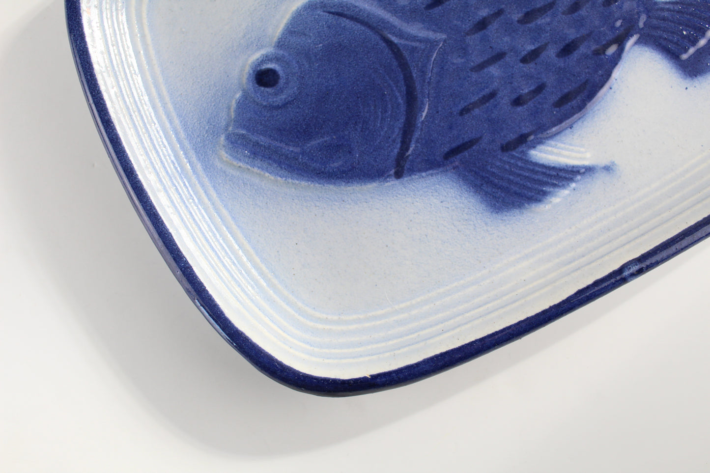 Assiette rectangulaire bleue poisson - Lot de 2