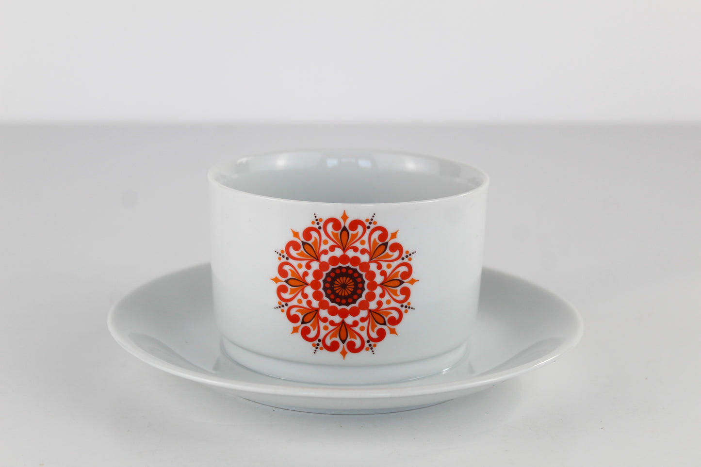 Saucière vintage motif fleur orange