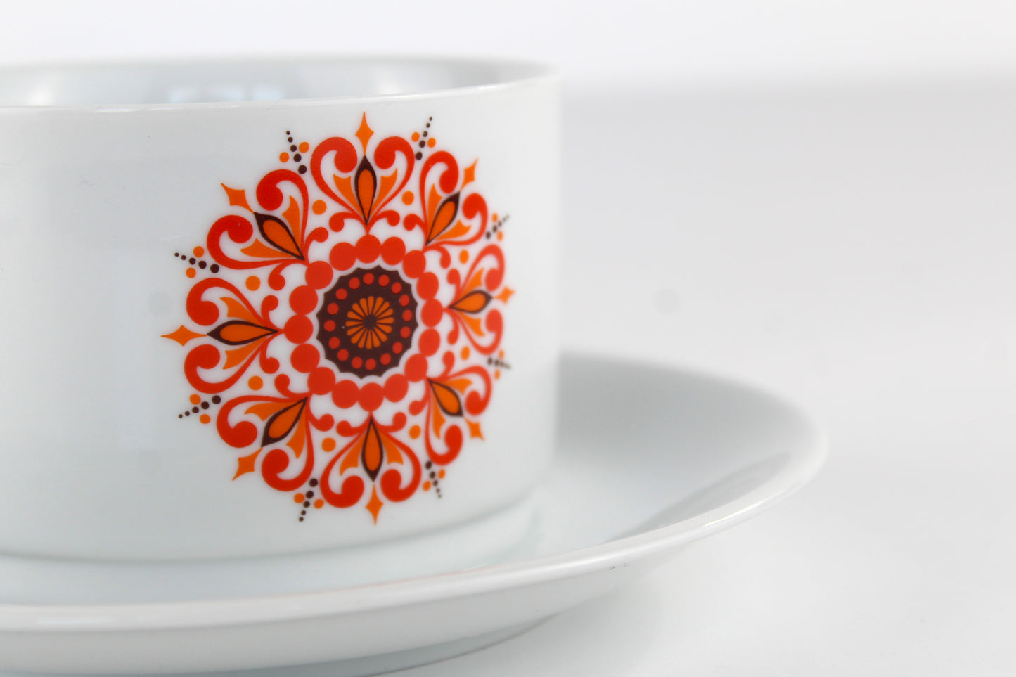 Saucière vintage motif fleur orange