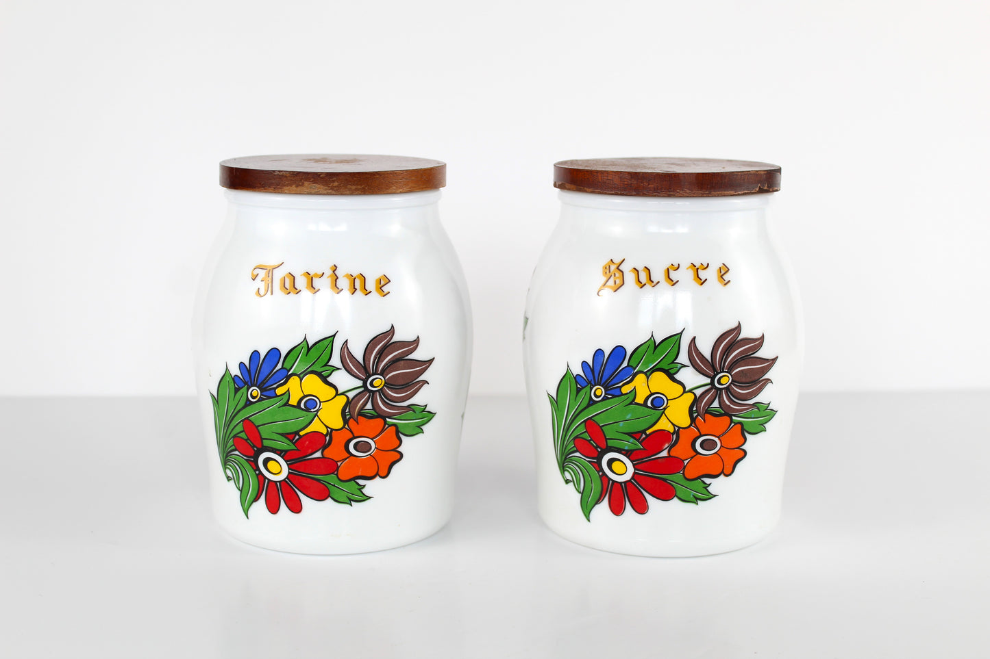 Pots en opaline - Lot de 2 : Sucre et farine